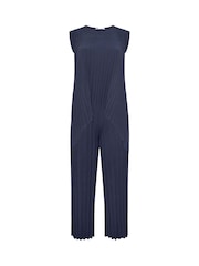 Yours Curve Blue London Pleated Top & Trousers Set - Image 6 of 6