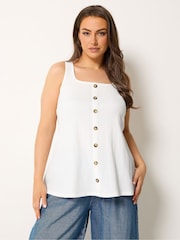 Yours Curve White Textured Button Vest - Image 1 of 5