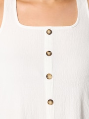 Yours Curve White Textured Button Vest - Image 4 of 5