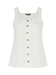 Yours Curve White Textured Button Vest - Image 5 of 5
