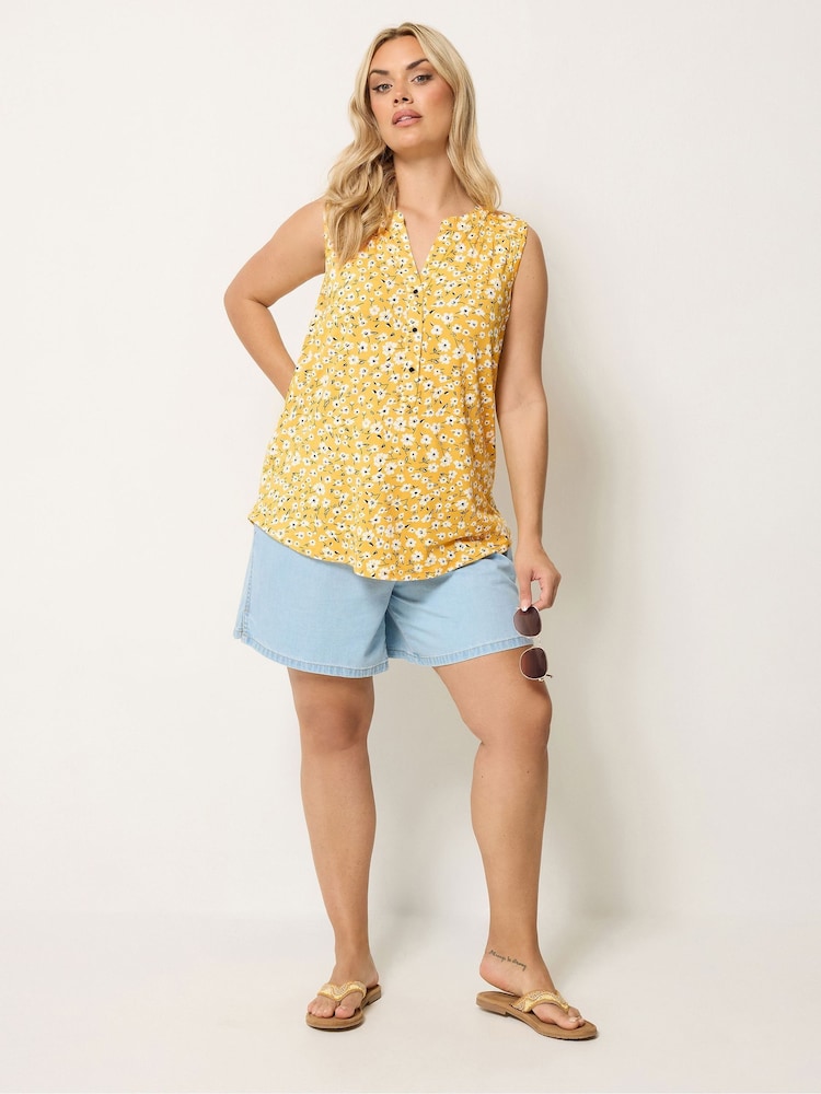 Yours Curve Yellow Notch Neck Vest Top - Image 2 of 5 Yours Curve Yellow Notch Neck Vest Top - Image 2 of 5