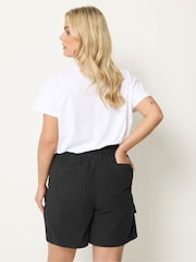 Yours Curve Black Poplin Cargo Shorts - Image 3 of 5