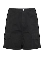 Yours Curve Black Poplin Cargo Shorts - Image 5 of 5