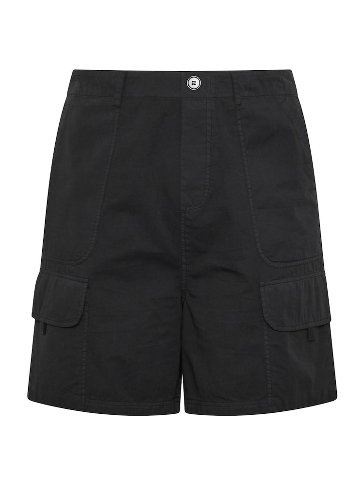 Yours Curve Black Poplin Cargo Shorts - Image 5 of 5 Yours Curve Black Poplin Cargo Shorts - Image 5 of 5