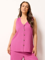 Yours Curve Pink Textured Waistcoat - Image 1 of 4