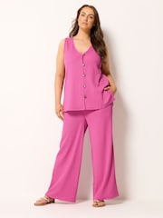 Yours Curve Pink Textured Waistcoat - Image 2 of 4