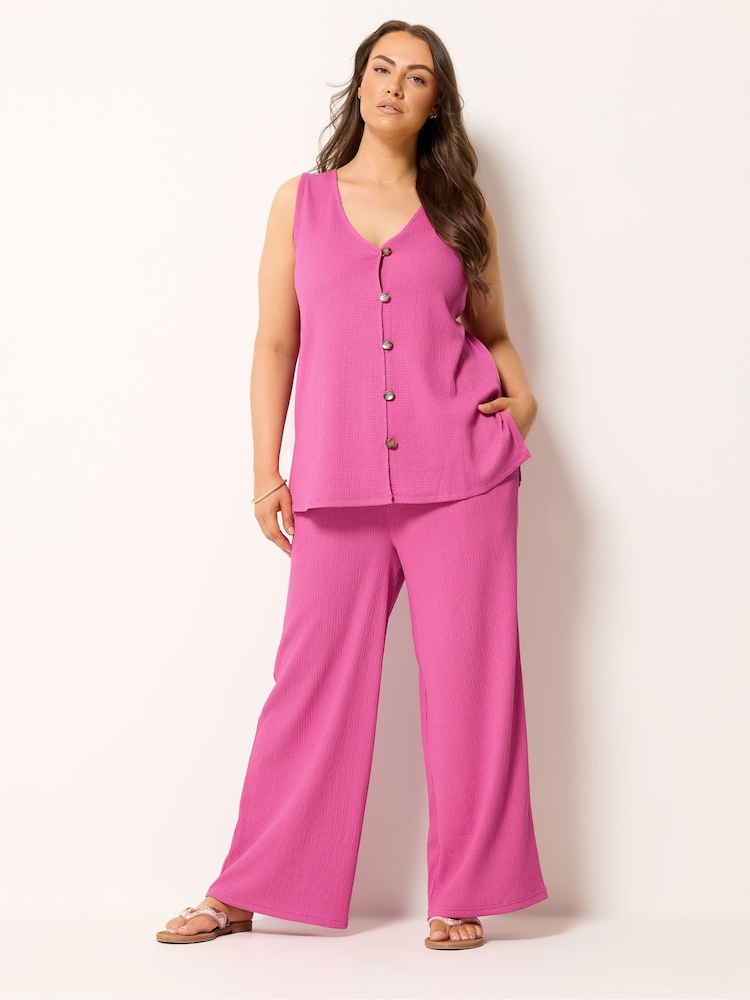 Yours Curve Pink Textured Waistcoat - Image 2 of 4 Yours Curve Pink Textured Waistcoat - Image 2 of 4