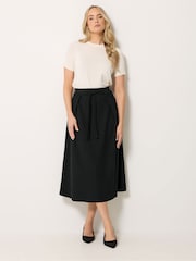 Long Tall Sally Black Tie Waist A Line Midi Skirt - Image 1 of 5