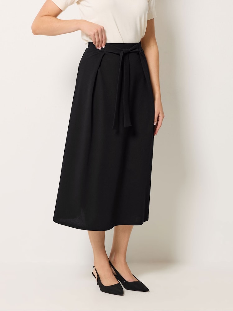 Long Tall Sally Black Tie Waist A Line Midi Skirt - Image 2 of 5 Long Tall Sally Black Tie Waist A Line Midi Skirt - Image 2 of 5