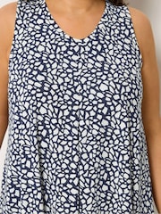 Yours Curve Blue Pleated Front Vest Top - Image 4 of 5