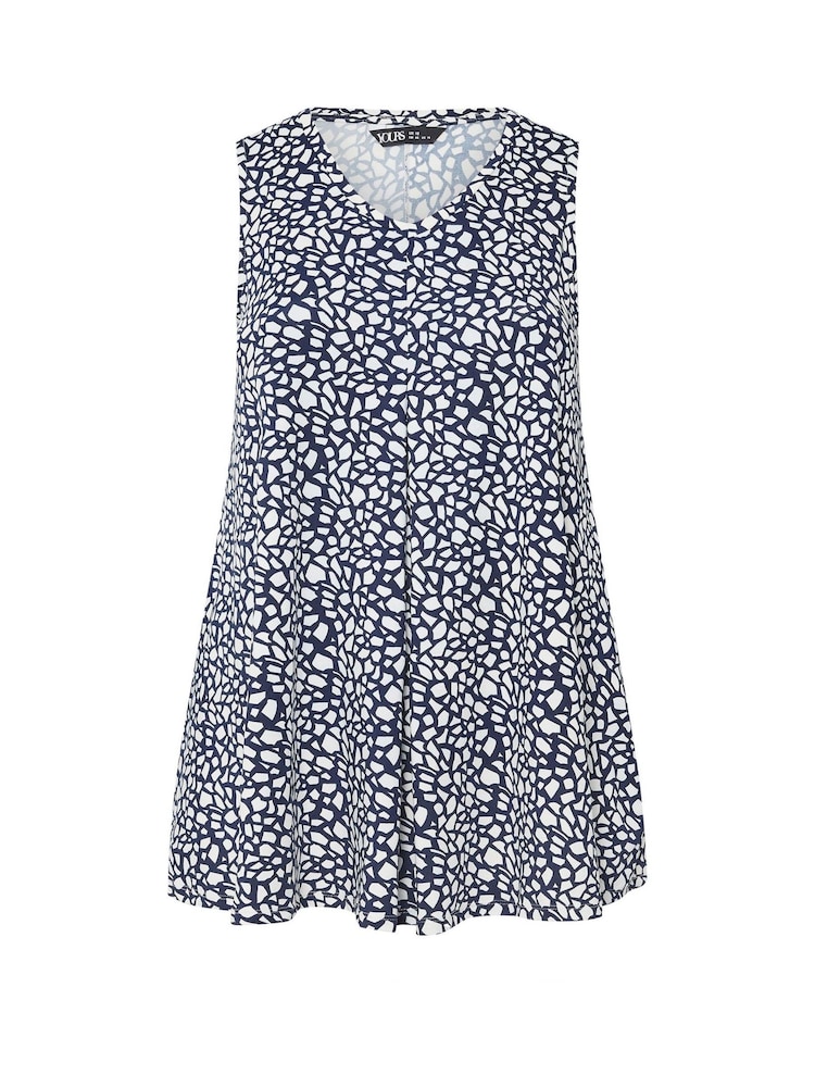 Yours Curve Blue Pleated Front Vest Top - Image 5 of 5