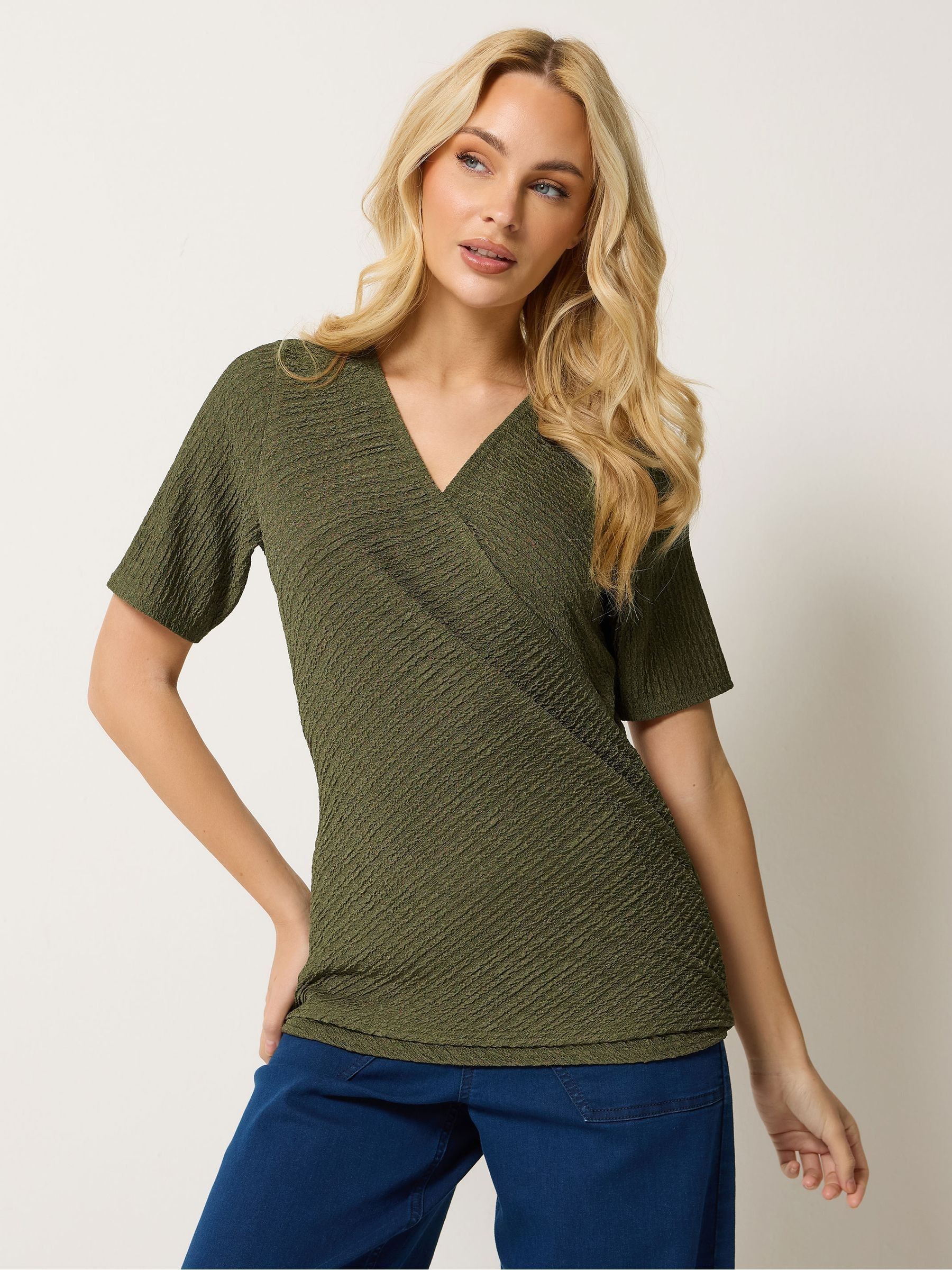 M & Co Women's Green Wrap Top