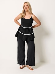 Yours Curve Black Pompom Strappy Tiered Vest - Image 3 of 4