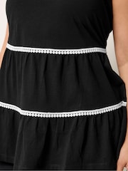 Yours Curve Black Pompom Strappy Tiered Vest - Image 4 of 4