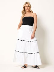 Yours Curve White Scallop Trim Maxi Skirt - Image 2 of 5