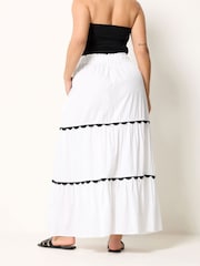 Yours Curve White Scallop Trim Maxi Skirt - Image 3 of 5