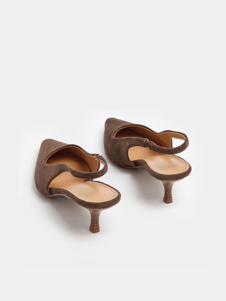 Long Tall Sally Brown Slingback Kitten Heels - Image 2 of 4