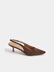 Long Tall Sally Brown Slingback Kitten Heels - Image 3 of 4