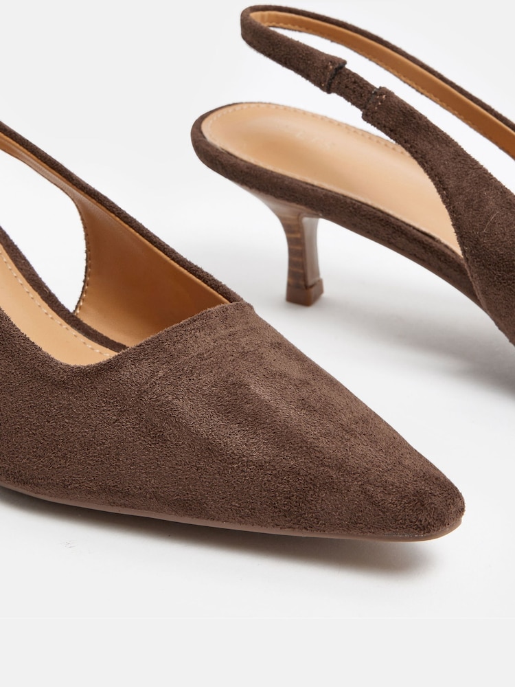 Long Tall Sally Brown Slingback Kitten Heels - Image 4 of 4