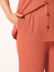 Yours Curve Orange Textured Wide Leg Trousers - Image 4 of 5