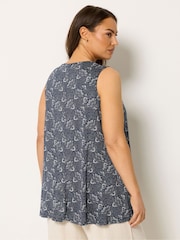 Yours Curve Blue Pleated Front Vest Top - Image 3 of 5