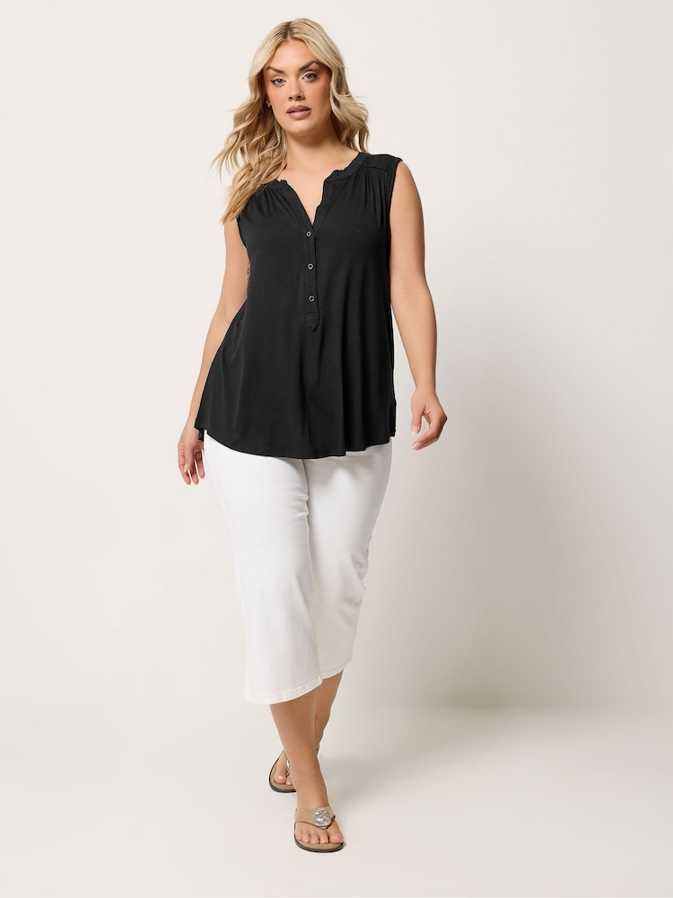 Yours Curve Black Notch Neck Vest Top - Image 2 of 5