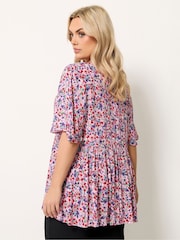 Yours Curve Pink Tie Neck Blouse - Image 3 of 5