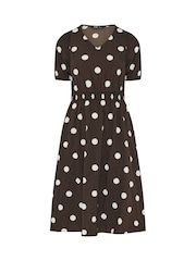 Yours Curve Brown Textured Smock Midaxi Dress - Image 2 of 2