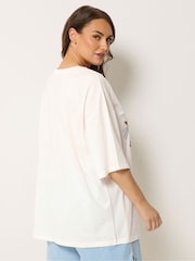 Yours Curve Cream Placement Fiesta Sequin Boxy T-Shirt - Image 3 of 5