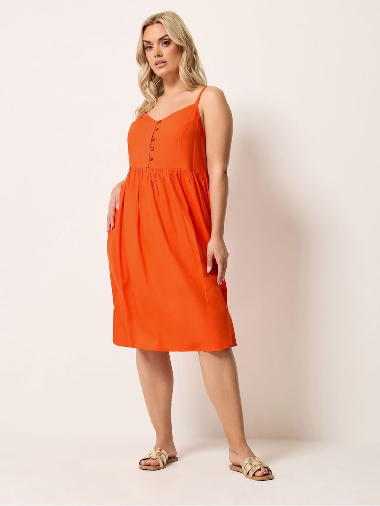 Yours Curve Orange Strappy Sun Dress - Image 2 of 5 Yours Curve Orange Strappy Sun Dress - Image 2 of 5