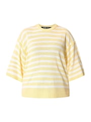 Yours Curve Yellow Stripe Short Sleeve Knitted Crew Neck Jumper - Image 5 of 5