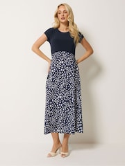 M&Co Blue Spot Printed 2 In 1 Dress - Image 1 of 5