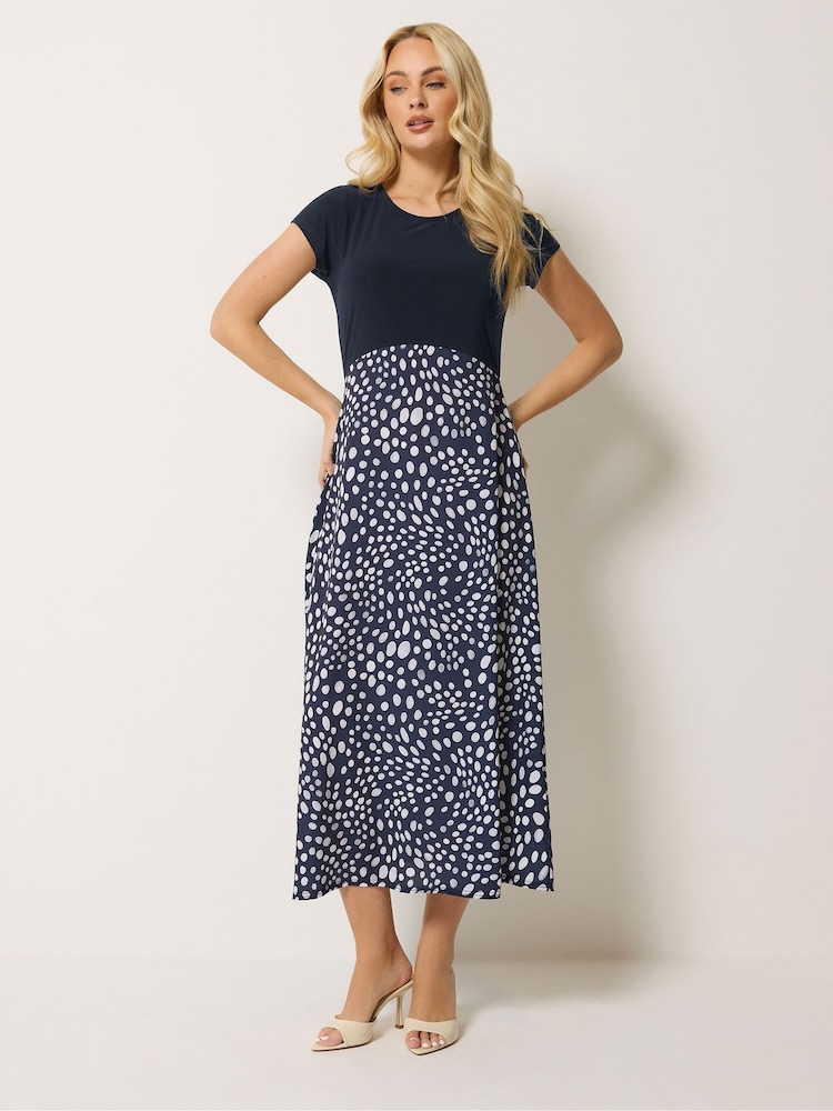 M&Co Blue Spot Printed 2 In 1 Dress - Image 1 of 5