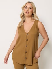Yours Curve Natural Textured Waistcoat - Image 1 of 5