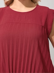Yours Curve Red London Pleated Top & Trousers Set - Image 4 of 6