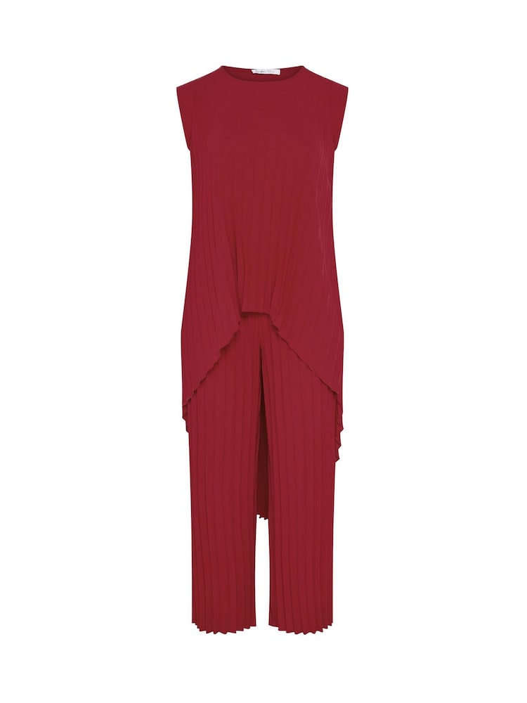 Yours Curve Red London Pleated Top & Trousers Set - Image 6 of 6 Yours Curve Red London Pleated Top & Trousers Set - Image 6 of 6