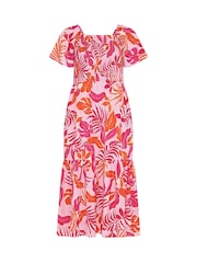 Yours Curve Pink Shirred Tiered Square Neck Maxi Dress - Image 2 of 2