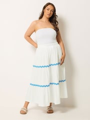 Yours Curve White Ric Rac Jersey Skirt - Image 2 of 5