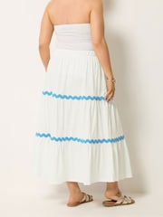 Yours Curve White Ric Rac Jersey Skirt - Image 3 of 5