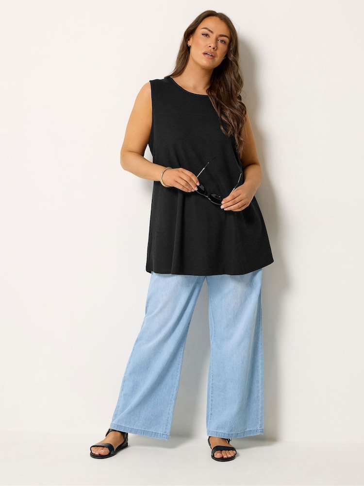 Yours Curve Black Soft Touch Ribbed Swing Top - Image 2 of 5