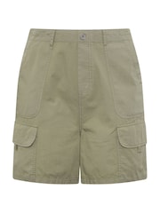 Yours Curve Green Poplin Cargo Shorts - Image 5 of 5