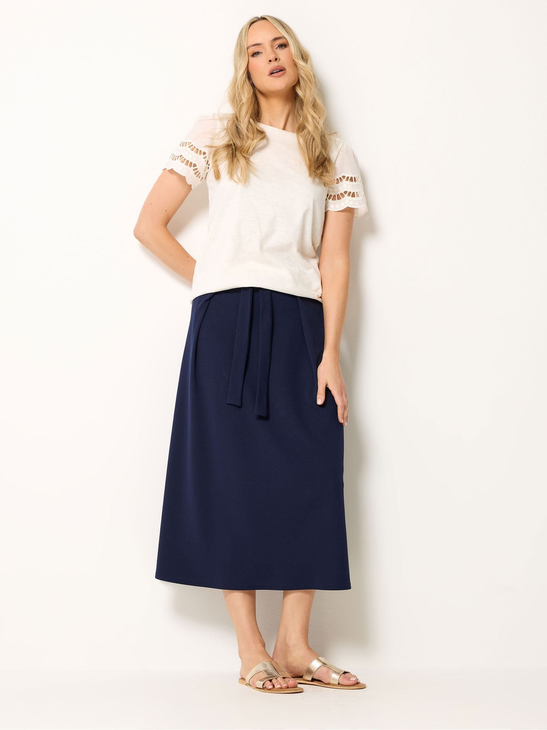 Buy Long Tall Sally Blue Tie Waist A Line Midi Skirt from Next USA