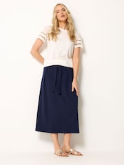 Long Tall Sally Blue Tie Waist A Line Midi Skirt - Image 1 of 5