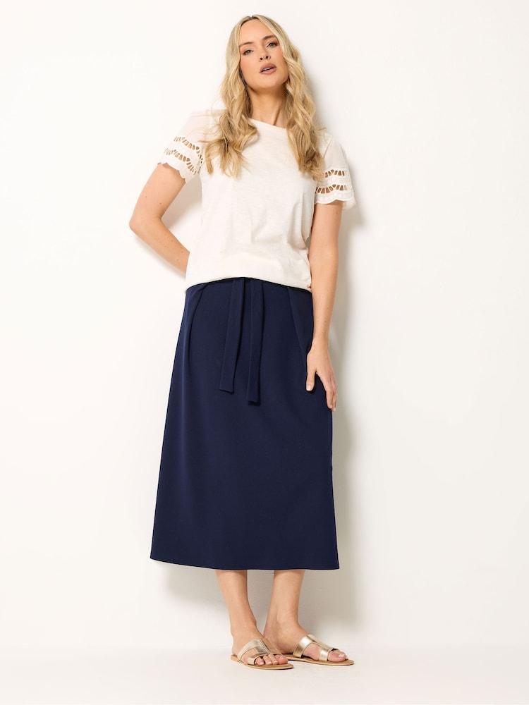 Long Tall Sally Blue Tie Waist A Line Midi Skirt - Image 1 of 5