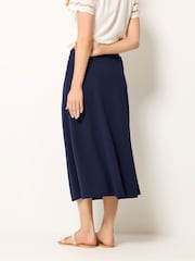 Long Tall Sally Blue Tie Waist A Line Midi Skirt - Image 3 of 5