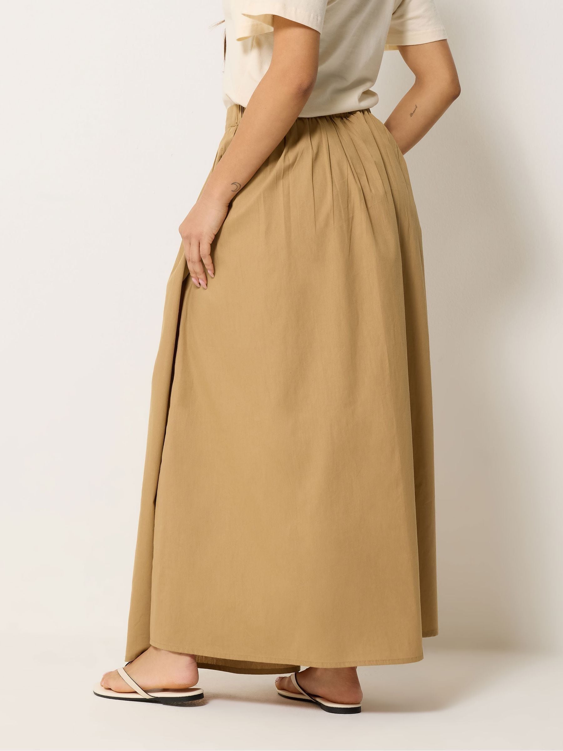 Buy PixieGirl Petite Brown Poplin Full Maxi Skirt from Next USA