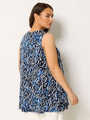 Yours Curve Blue Pleated Front Vest Top - Image 3 of 5