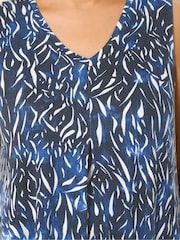 Yours Curve Blue Pleated Front Vest Top - Image 4 of 5