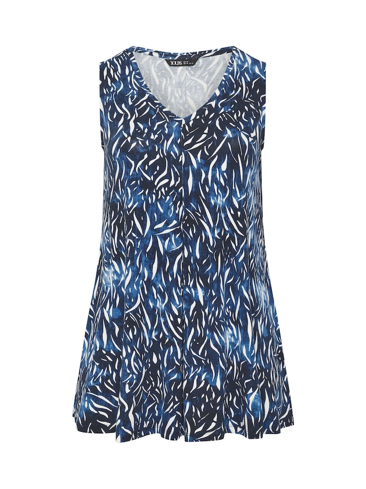 Yours Curve Blue Pleated Front Vest Top - Image 5 of 5