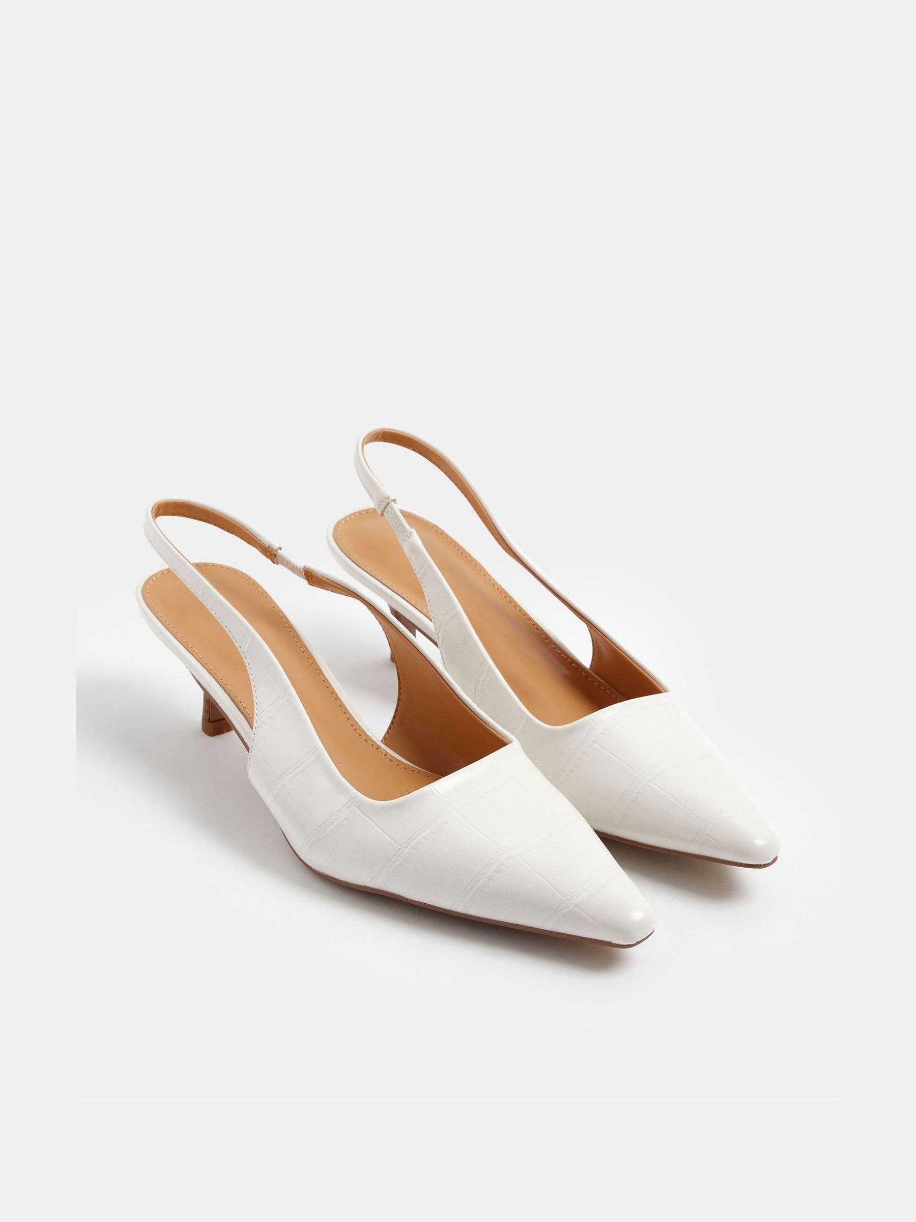 Lts Women's White Ivory Slingback Kitten Heels In Standard Fit Size Standard 9 - Image 2